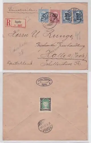 906280 Einschreibebrief Charles Paschadell Suomi-Finnland 1923 nach Halle