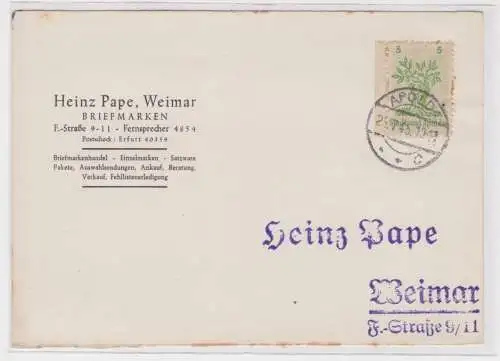 906519 Brief Lokalausgabe Apolda Mi 1 Heinz Pape Weimar Briefmarken Juli 1945