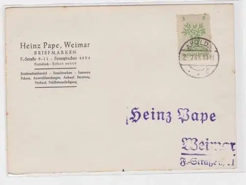 906518 Brief Lokalausgabe Apolda Mi 1 Heinz Pape Weimar Briefmarken Juli 1945