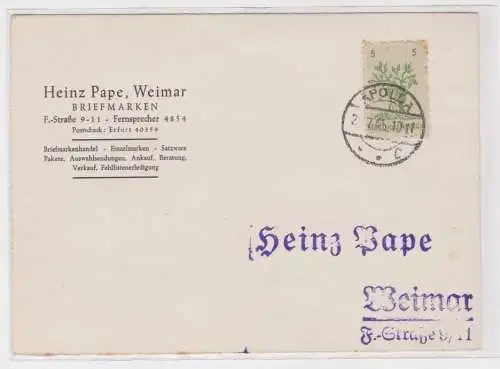 906517 Brief Lokalausgabe Apolda Mi 1 Heinz Pape Weimar Briefmarken Juli 1945