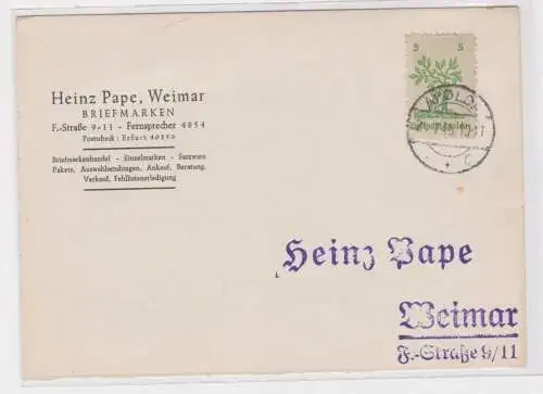 906511 Brief Lokalausgabe Apolda Mi 1 Heinz Pape Weimar Briefmarken Juli 1945