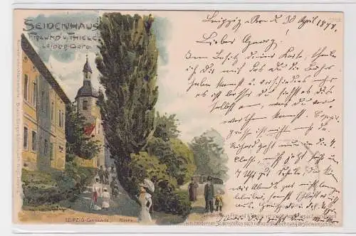 69716 Ak Leipzig Connewitz  Kirche Werbung vom Seidenhaus Freund u. Thiele 1898