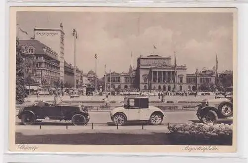 907413 Ak Leipzig Augustusplatz mit Verkehr 1944