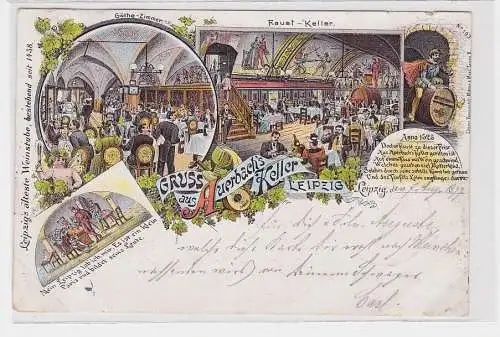 67239 Ak Lithografie Leipzig Gruss aus Auerbachs Keller 1897