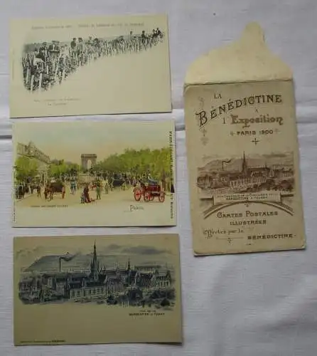 49314 / 3 Ak La Bénédeictine à l´ Exposition Paris 1900 in Originalmappe