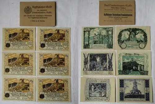 6 x 50 Pfennig Banknoten Notgeld Bad Frankenhausen 1921 mit Hülle (145306)