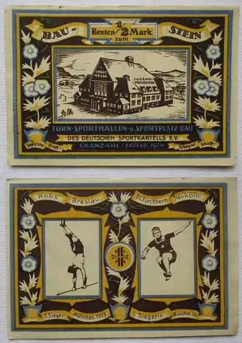 1/2 Rentenmark Banknote Baustein Turnhallenbau Cranzahl i. Erz. 1924 (149839)