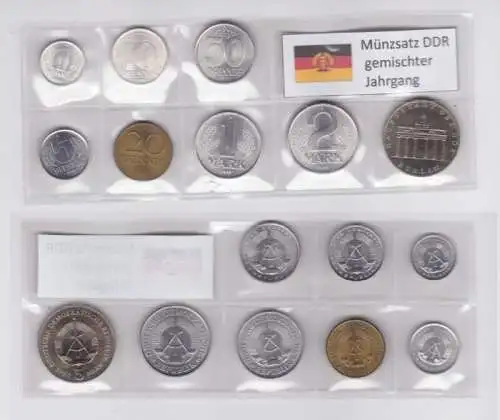 DDR Kursmünzensatz (KMS) mit 5 Mark gemischter Jahrgang Stgl. in OVP (163302)