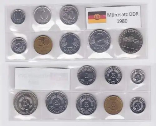 Kompletter DDR Kursmünzensatz (KMS) mit 5 Mark 1980 Stgl. in OVP (163654)