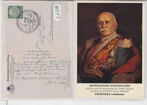26784 Ganzsachen Ak Konstanz am Bodensee Zeppelinpost Ausstellung 1938
