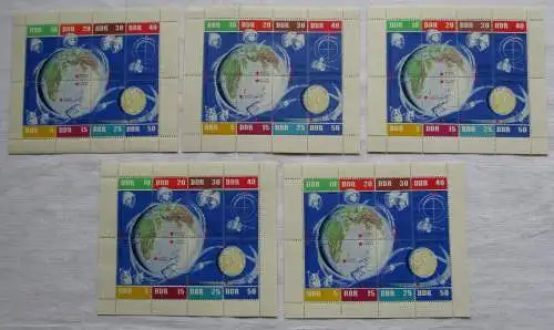 5 x DDR Briefmarken Kleinbogen 1962 (Weltraumflug) postfrisch (133940)
