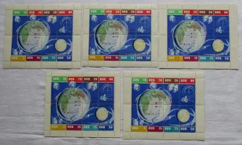 5 x DDR Briefmarken Kleinbogen 1962 (Weltraumflug) postfrisch (152463)