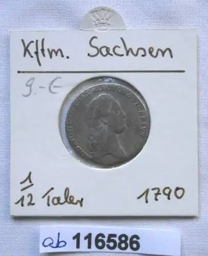 1/12 Taler Silber Münze Kurfürstentum Sachsen Friedrich August III 1790 (116586)