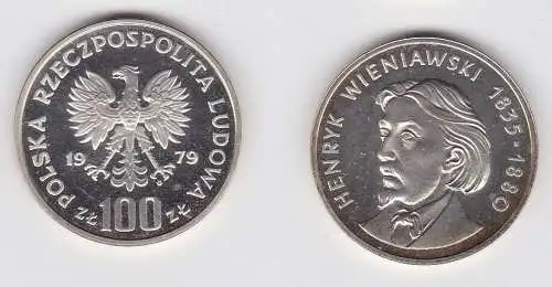 100 Zloty Silber Münze Polen Henryk Wieniawski 1979 PP (130932)