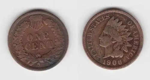 1 Cent Kupfer Münze USA 1906 (142794)