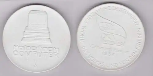 Porzellan Medaille VEB Kombinat robotron Computer - XI. Parteitag 1986 (132438)