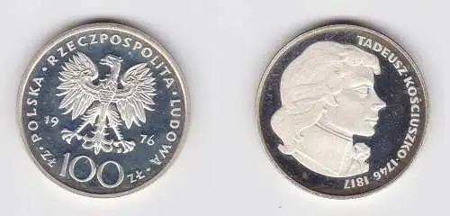 100 Zloty Silber Münze Polen Tadeusz Kosciuszko 1976 PP (131085)