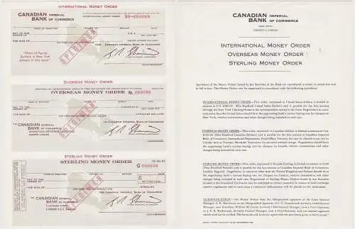 Seltenes Scheckvordruck Muster Canadian Bank of Commerce August 1965 (132451)