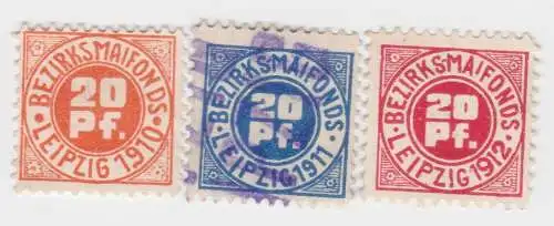 3 Marken Beitrag zum Bezirks Maifond Leipzig 1910 und 1912 (39433)