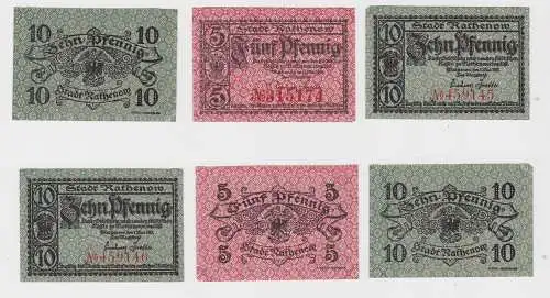 5, 2 x 10 Pfennig Banknoten Notgeld Stadt Rathenow 1.Mai 1918 (132884)
