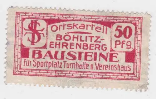 Seltene 50 Pfennig Spenden Marke Bausteine Ortskartell Böhlitz Ehrenberg (43987)