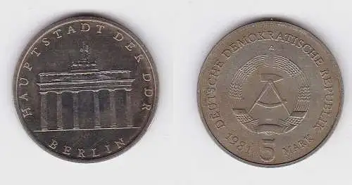 DDR Gedenk Münzen 5 Mark Brandenburger Tor 1981 (131327)