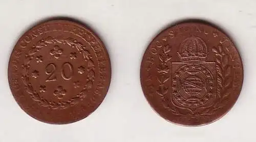 20 Reis Kupfer Münze Brasilien 1827 (114424)