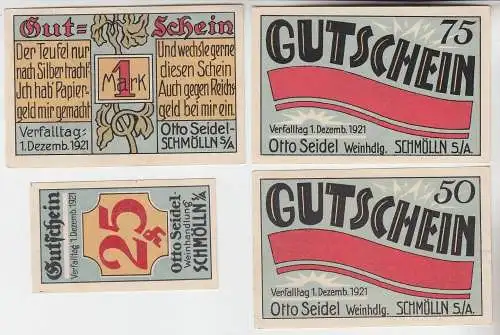 4 Banknoten Notgeld Weinhandlung Otto Seidel 1921 (108533)