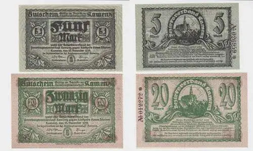 5 und 20 Mark Banknoten Notgeld Amtshauptmannschaft Kamenz 1918 (135653)