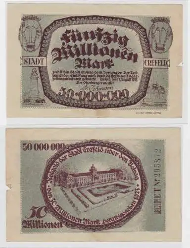 50 Millionen Banknote Inflation Stadt Crefeld 13.8.1923 (135602)