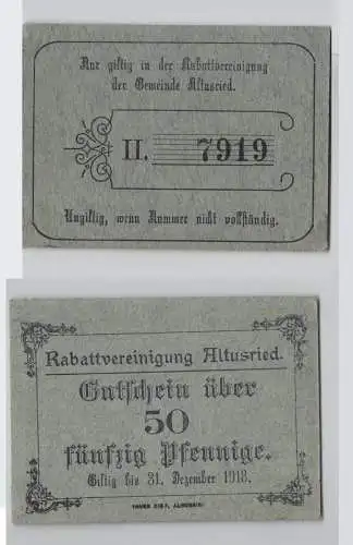 50 Pfennig Notgeldschein Altusried Rabatt-Vereinigung kassenfrisch (129283)