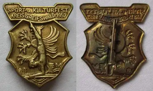 DDR Abzeichen Sport- und Kulturfest Kreis Greifswald 1957 (108853)