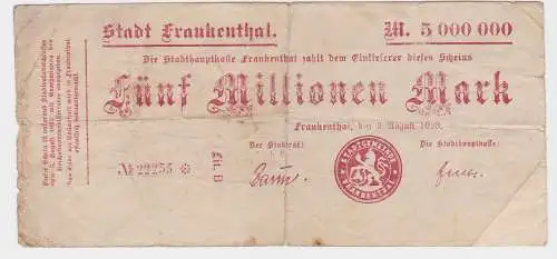 5 Millionen Mark Banknote Stadt Frankenthal 3.08.1923 (129384)