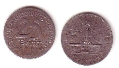 25 Pfennig Notgeld Eisen Münze Stadt Rothenburg o.T. 1921 (112739)