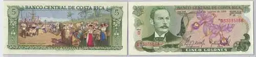 5 Colón Banknote Costa Rica 2. Oktober 1985 bankfrisch UNC (129439)