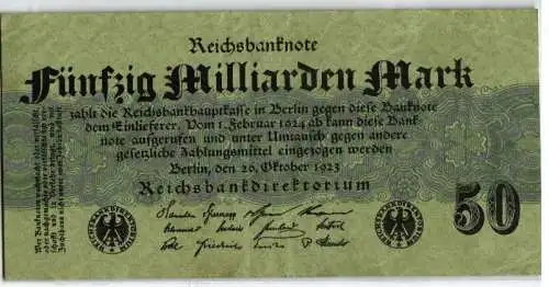 50 Milliarden Mark Inflation Banknote 26.10.1923 Ro.122 c (123593)