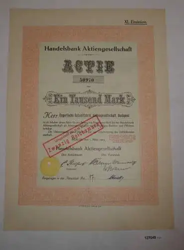 1000 Mark Aktie Handelsbank AG Berlin 1. März 1923 (127049)