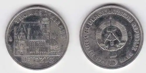 DDR Gedenk Münze 5 Mark Leipzig Thomaskirche 1984 Stempelglanz (141137)