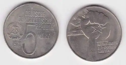 DDR Gedenk Münze 5 Mark Anti Apartheid Jahr 1978 Stempelglanz (141112)