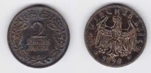 2 Mark Silber Münze Weimarer Republik 1926 G Jäger 320 ss (151800)
