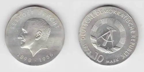 DDR Gedenk Silber Münze 10 Mark Bertholt Brecht 1973 (151769)