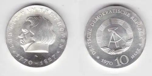 DDR Gedenk Silber Münze 10 Mark Ludwig van Beethoven 1970 (151818)