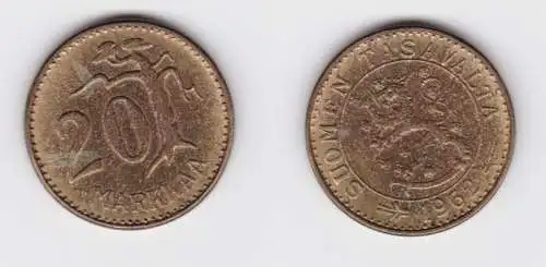 20 Markkaa Messing Münze Finnland 1962 ss (151771)