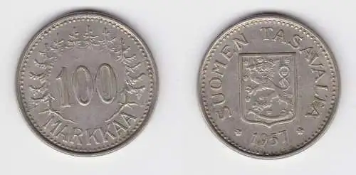 100 Markkaa Silber Münze Finnland 1957 (151893)