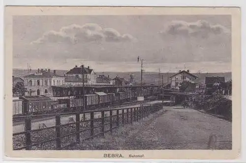 76036 Feldpost Ak Bebra - Bahnhof mit Güterwagen 1917