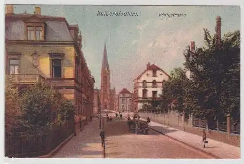 47171 Feldpost Ak Kaiserslautern - Königstrasse, Straßenansicht mit Kutsche 1916
