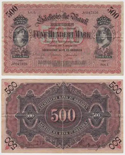 500 Mark Banknote sächsische Bank zu Dresden 2.Januar 1911 (149342)