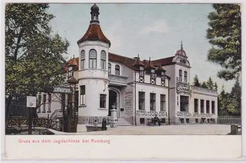 900602 AK Gruss aus dem Jagdschloss bei Rumburg / Zámeček, Restaurant 1906