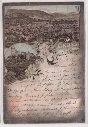 99742 Lithographie Ak Gruss aus Meiningen 1896
