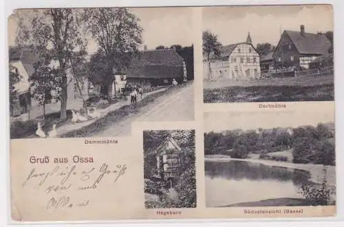 900205 AK Gruß aus Ossa - Dammmühle, Dorfmühle, Hegeborn, Südostansicht 1913